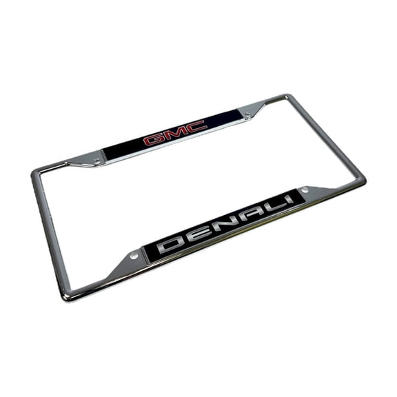 GMC Denali Logo Chrome 4-Hole Zinc License Plate Frame Official Licensed