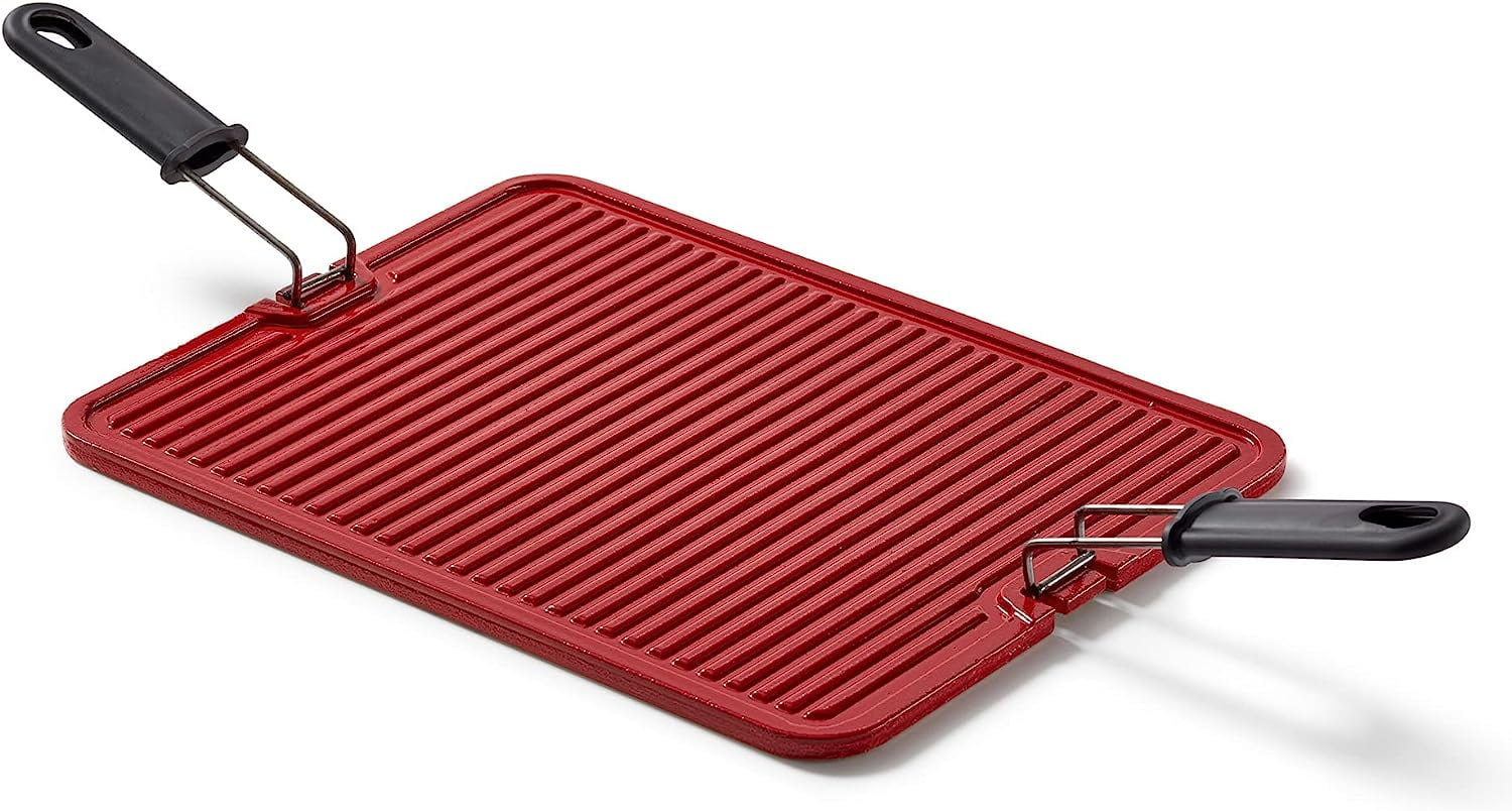 Easylife Tech Non-Stick Enameled Ceramic Flat Top Griddle Stone for Grill and Oven Cooking with Handles