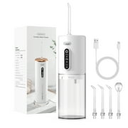TINANA Water Dental Flosser: Portable Cordless Electric Water Flosser with 5 Jet Tips, 3 Modes Rechargeable Oral Irrigator with 280ml Water Tank, IPX7 Waterproof for Teeth Cleaning-White