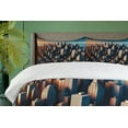thumbnail image 4 of Ambesonne Cityscape Duvet Cover Set, Manhattan Panorama Urban, Calking, Blue and Pale Cinnamon, 4 of 6