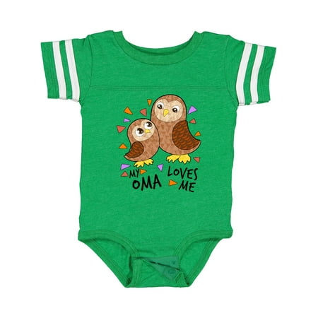 

Inktastic My Oma Loves Me- Cute Owl Family Gift Baby Boy or Baby Girl Bodysuit