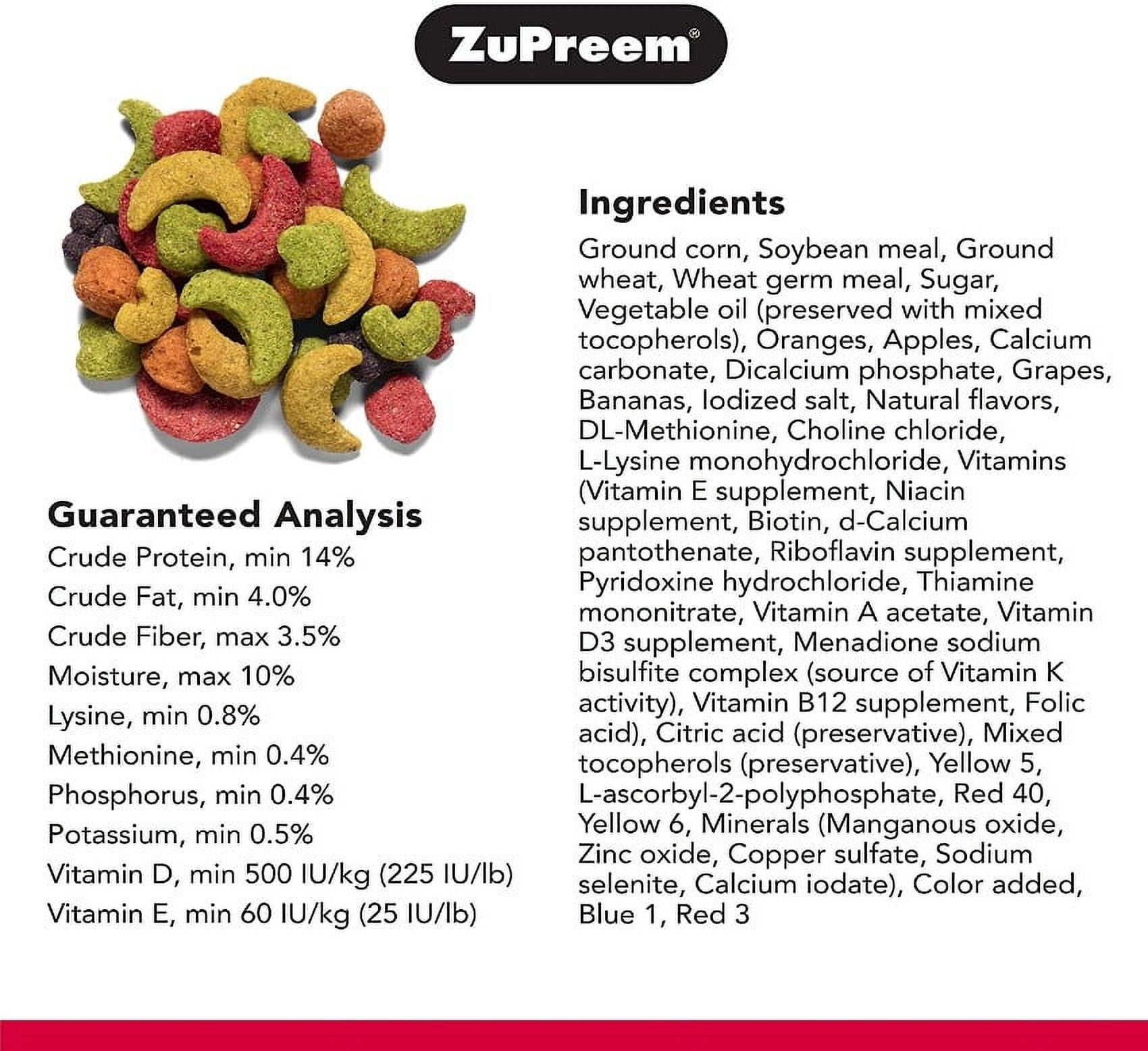 ZuPreem FruitBlend Flavor with Natural Flavors Bird Food for Large Birds [Bird Parrot Food, Bird Supplies] 3.5 lb