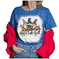 thumbnail image 5 of Mujeres Casual manga corta corbata digital impresión cuello redondo suelta camiseta blusa Tops Pompotops hfajkhk140109, 5 of 5