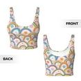 thumbnail image 5 of Haiem Rainbow Flowers Pattern Womens Sports Bra - U Neck Padded Low Impact Yoga Bra Workout Crop Top Gym Moisture-Wicking Workout Vest -Large, 5 of 9