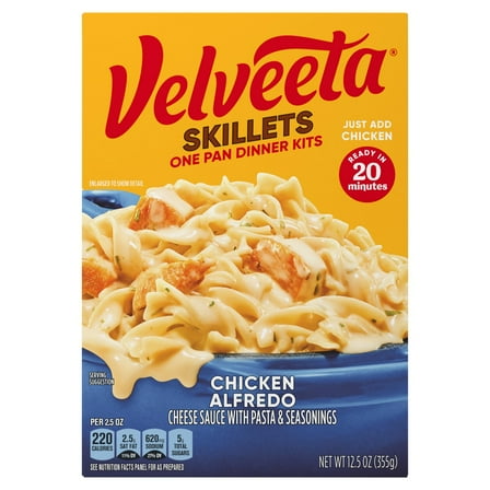 2 Pack - Velveeta Cheesy Skillets Dinner Kit Chicken Alfredo Box 12.5 oz Package May Vary
