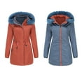 thumbnail image 2 of Idoravan Winter Coats for Women Plus Size Women's Reversible Warm Cotton Coat with Removable Hood, Long Sleeve Zipper, Thick Cotton Coat, Hooded Casual Jacket Orange XXXL, 2 of 9