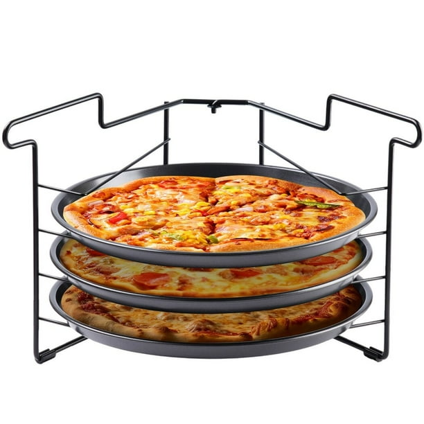 Juego de bandeja y rejilla para pizza, juego para hornear pizza para horno, 3 bandejas para pizza y rejilla para pizza, bandeja para pizza antiadherente de 11,4 pulgadas, bandeja redonda para servir c