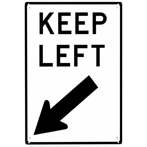 Keep Left Sign - 8"x12" Vintage Metal Warning Sign, Traffic Direction Decor for Home Farm Bar Coffee Shop Club Street Road