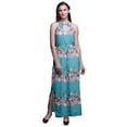 thumbnail image 1 of Bimba Floral Women Printed Crew Neck Side Slits Halter Dress Long Evening Gown-Medium, 1 of 6