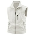 thumbnail image 2 of LpwkSSA Men's Fleece Vest Lightweight Outerwear Zip Up Golf Running Sleeveless Thicken Vest With Pockets for Hiking Travel White XXXL, 2 of 3
