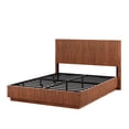 thumbnail image 6 of Luckynote Queen Size Bed Frame with LED Lights, Modern Wooden Corrugated Curved Lines, Convex Groove Board Design, Walnut., 6 of 8