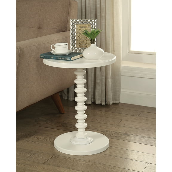 ACME Acton Round Top End Table in White