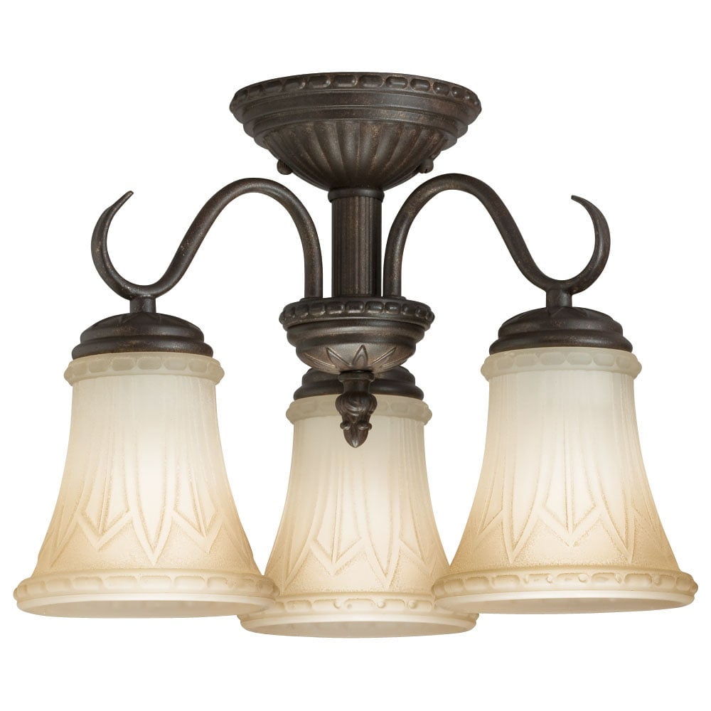 Aztec Transitional 3light Bronze Semi Flush Mount