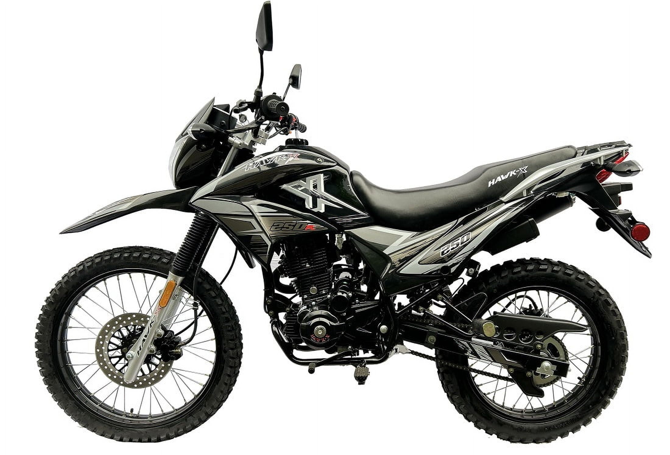 Hawk-X 250cc Motorcycle 5-Speed Manual 21" front Tire - 250 Adult Bike-Black