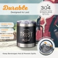 thumbnail image 3 of Christian Art Gifts Trust In The Lord Stainless Steel Black Mug with Proverbs 3:5 - Camp Style Travel Mug, Christian Mug for Men (11oz Double Wall Vacuum Insulated Coffee Mug with Lid and Handle), 3 of 7