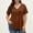 Brown, variant on Women's V Neck Button Down Top With Pintuck Detail And Short Sleeves, Featuring Loose Fit Tunic, For Summer Casual Wear Beige XXL
