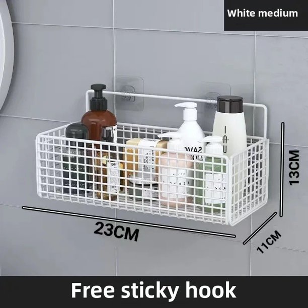 Estante de almacenamiento de arte del hierro sin perforación, cesta organizadora para baño y cocina, almacenamiento para dormitorio, herramienta mágica, cesta colgante para uso doméstico