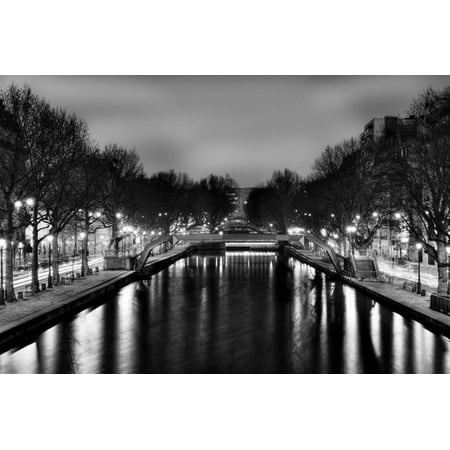 View of the Canal Saint-Martin - Paris - France Print Wall Art By Philippe (Best Canals In France)