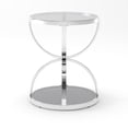 thumbnail image 6 of 19.69'' Modern Glass Side Table with 2 Tiers, Ring-Shaped Frames, Chrome Finish and Gray Tempered Glass, Round Coffee Table,Bedside table for Living Room, Bedroom and Office, Silver, 6 of 9