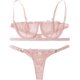 thumbnail image 1 of Conjunto de lencería sexy de 2 piezas con tirantes de encaje para mujer, conjunto de lencería push up Rosa claro CH Rosa claro CH Xishao ropa, 1 of 2