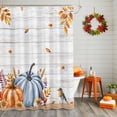 thumbnail image 3 of Shower Curtains for Bathroom-72"x84",Thanksgiving Watercolor Pumpkin Plant Waterproof Bath Curtain Shower Curtain Set, 3 of 7