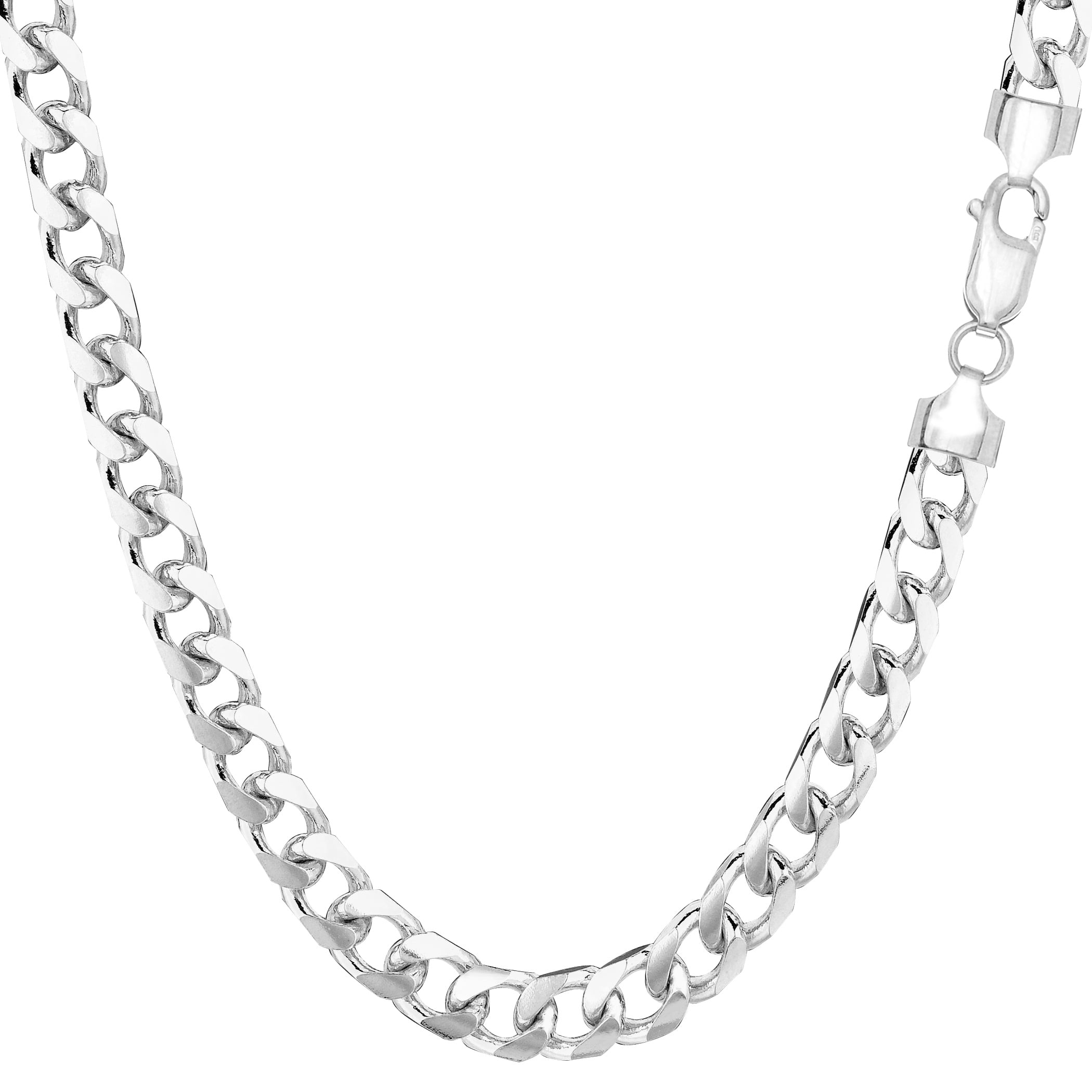 Jewelry Affairs - 14k White Solid Gold Miami Cuban Link Chain Necklace