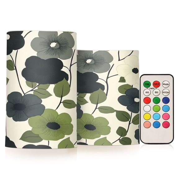 Yayeee Flameless Candles with Remote Flickering Battery Operated Multi Color Changing, Navy Flower