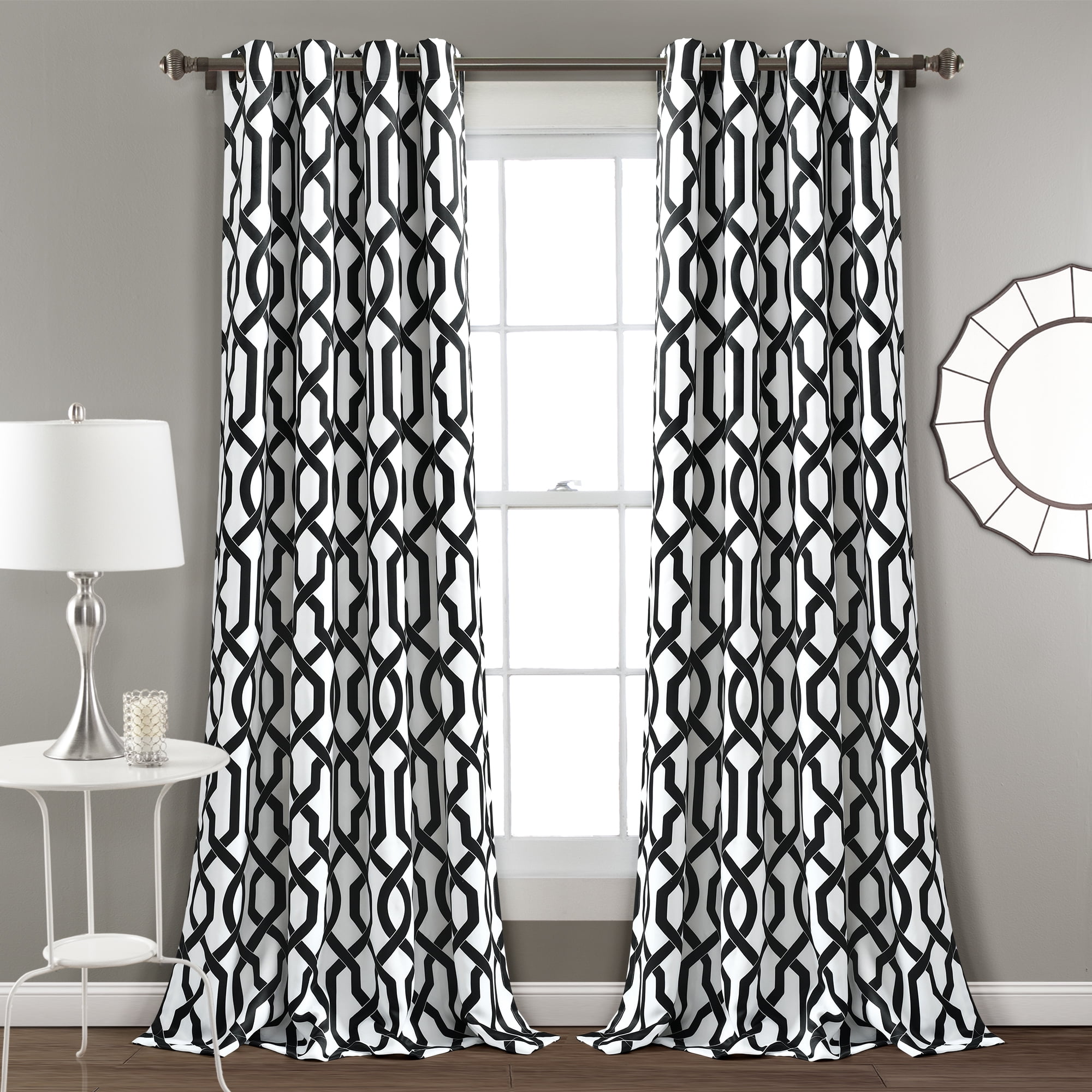Lush Decor Light-Gray Faux-Linen Blackout Grommet Window Curtain Panel 95 x 52