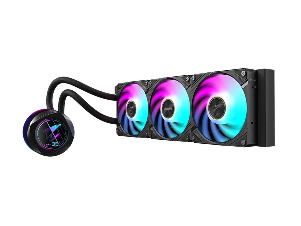 AORUS WATERFORCE X II 360 Liquid CPU Cooler, 360mm Radiator with 3x 120mm low noise ARGB Fans, compatible with Intel LGA1700 & 1851 and AMD AM5(GP-AORUS WATERFORCE X II 360)