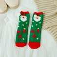 thumbnail image 2 of Fesfesfes Women's Socks Girls Christmas Cute Coloer Stripe Santa Claus Print Thicken Coral Fleece Keep Warm Socks Sox, 2 of 3