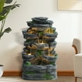 thumbnail image 4 of Magic Union 7-Tier Cascading Rock Water Fountain, 24" H Outdoor Freestanding Fountain with LED Lights and Pump, Outdoor Garden Waterfall Decor for Patio, Yard and Deck Decor, Natural Stone Look, 4 of 9