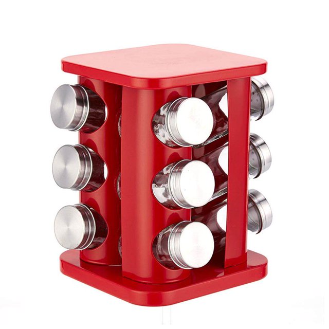 facefd Kitchen Rotary Seasoning Jar Stainless Steel Salt Pot Glass Kitchen Supplies Box