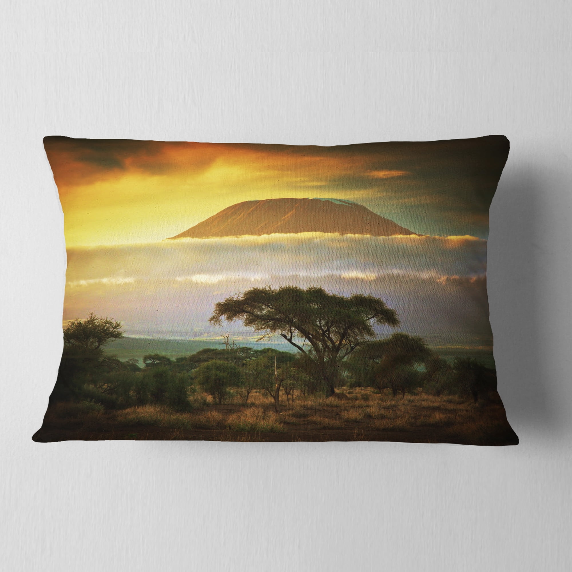 Designart Mount Kilimanjaro - Photography Landscape Printed Throw Pillow - 12x20