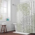 thumbnail image 6 of Floral Pattern Shower Curtain for Bathroom Decor, Outline White Green Chrysanthemum Graphic Waterproof Fabric Shower Curtain, 66"x72" Set with 12 Hooks, 6 of 9