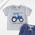 thumbnail image 3 of Baby Toddler Boy Clothes Summer Outfits 6 12 18 24 Months 2T 3T 4T Short Sleeve Tractor Print T-Shirt + Shorts Set, 3 of 5