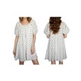 thumbnail image 2 of LMLYSoH Women's Summer Mini Dress Puff Short Sleeve Square Neck Elegant Dot Print A Line Dress, 2 of 8
