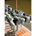 thumbnail image 2 of Outdoor Tablecloth with Umbrella Hole and Zipper, Sage Green Stripe Waterproof Patio Tablecloth for Dining 54''x54'', Grey White Geometric Modern Abstract Wipeable Table Cover for Picnic BBQ Party, 2 of 9