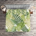 thumbnail image 2 of Ambesonne Spring Quilted Coverlet 3 Pcs, Tropic Exotic Palm Trees, King Size, Green Ecru, 2 of 2
