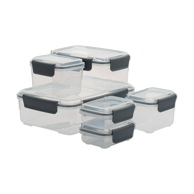 Kitchen Details 12 Piece 2.25 L Plastic Airtight Food Storage Container Set,  Grey 