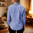 thumbnail image 6 of hoksml Women's Slim Fit Plaid Button Down Shirt, Gingham Print Long Sleeve Collared Blouse, Flattering Tapered Top for Office and Daily Wear, 6 of 6