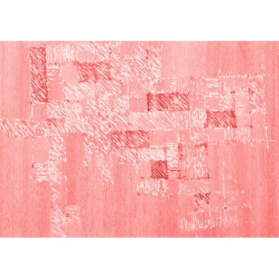 Ahgly Company Indoor Rectangle Abstract Red Contemporary Area Rugs, 3' x 5'