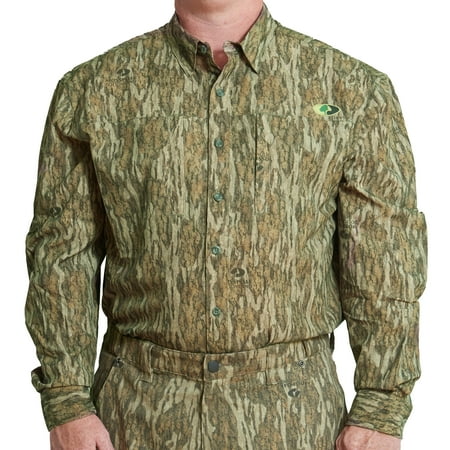 Men s Mossy Oak Long Sleeve Hunting Guide Shirt Mossy Oak Bottomland S