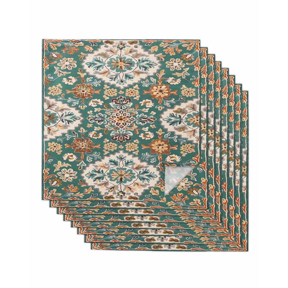 nqOlkjepod Green Boho Cloth Napkins Set of 8 Reusable Dinner Napkins, Southwest Ethnic Abstract Flowers Aesthetic Cocktail Napkin Washable Table Napkins for Wedding/Holiday Party/Baby Shower 20"x20"