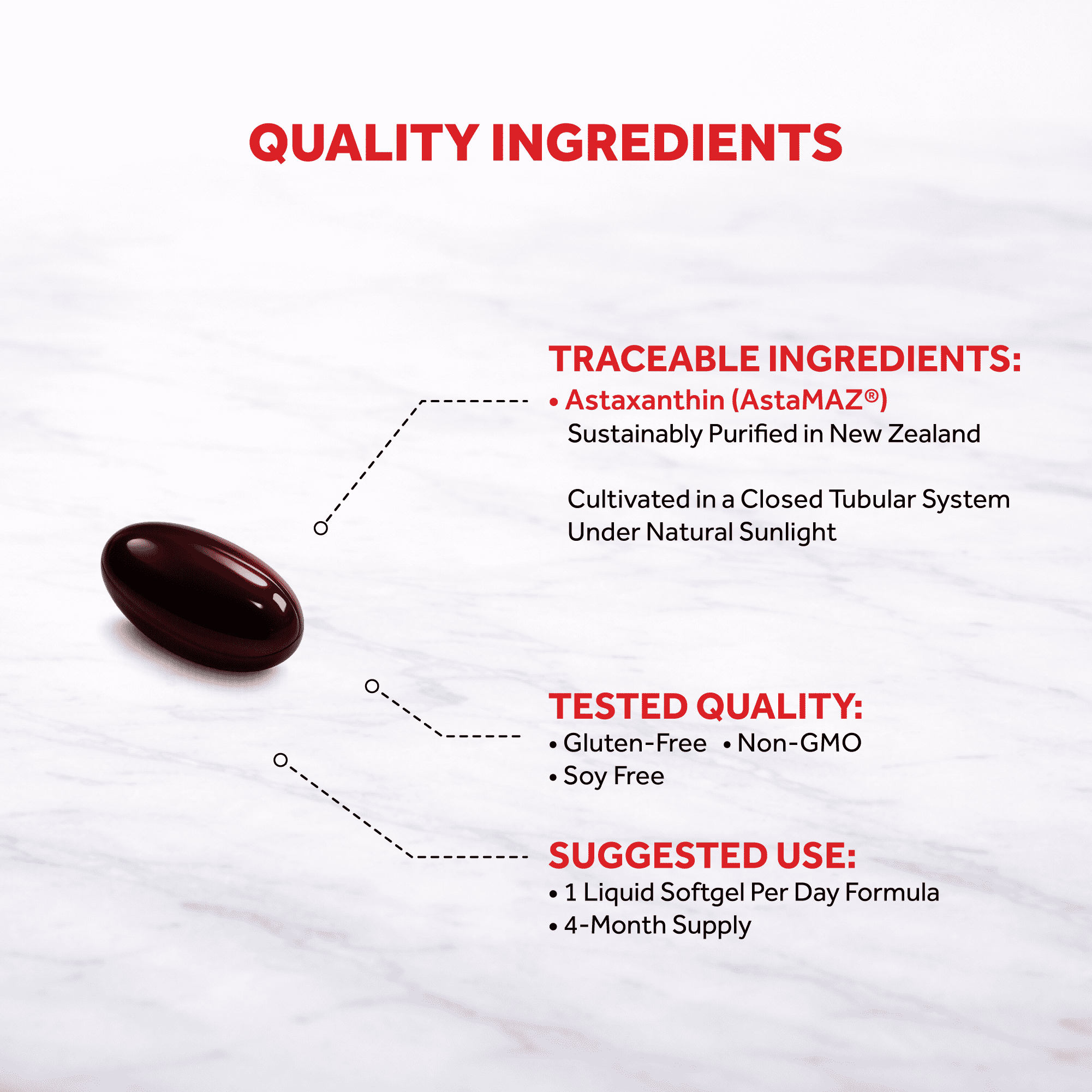 Naturalis New Zealand Astaxanthin (12mg) | Triple Strength with High-Oleic Sunflower Oil | Non-GMO, Soy & Gluten Free | 120 Softgels (4-Month Supply)