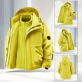 thumbnail image 4 of Mens Outerwear Jackets Pure Color Fake Two Layers Drawstring Hooded With Pockets Straight Jacket,Yellow,XS, 4 of 4