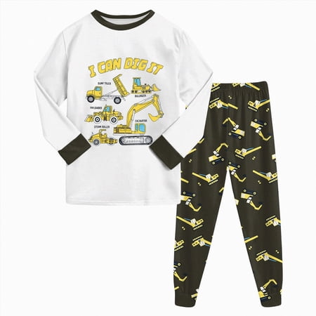 WXFAZCVU Boys Fall Outfits Cute Cartoon Long Sleeve Shirts and Pants Kids Clothing Set Size 5-6 Years