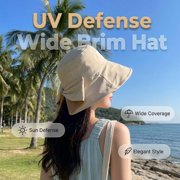 Women's Bowknot Bucket Hat, UPF 50+ Wide Brim Foldable Sun Hat for Beach Travel, Lightweight Adjustable Summer Cap