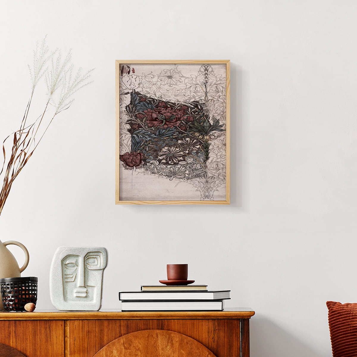 Vintage Abstract Print CXXXIV - 14in. x 11in. Vintage Framed Print in Natural Wood Frame