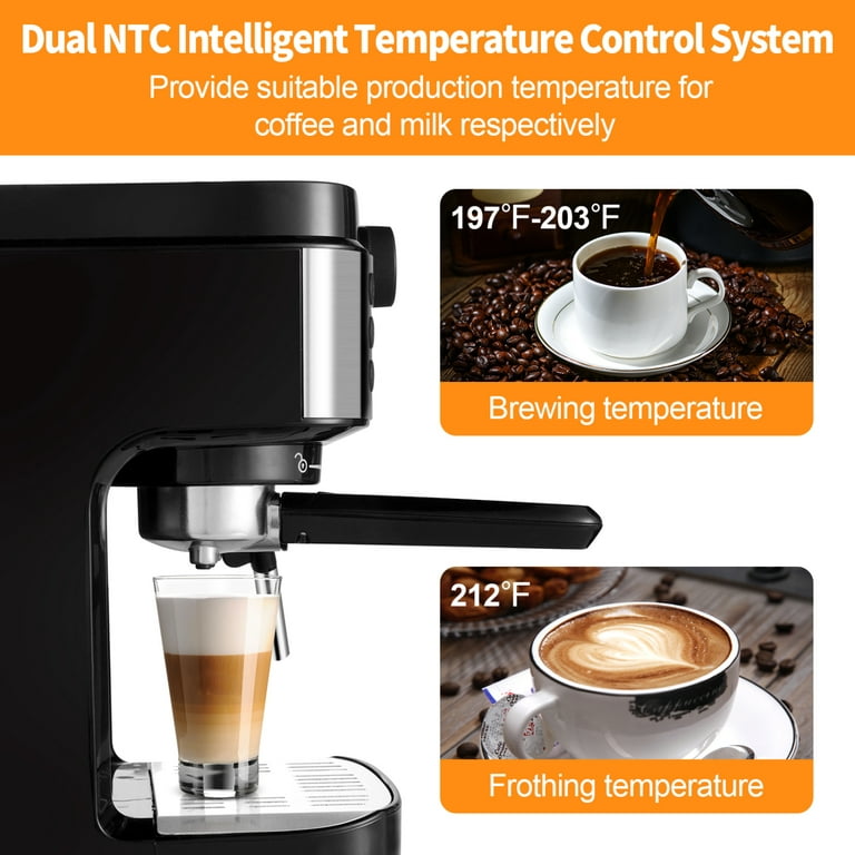 Espresso Coffee Maker 20 Bar Cappuccino Coffee Machine with Milk Frother  for Espresso/Cappuccino/Latte/Mocha for Home Brewing with 35 oz Removable  Water Tank/1450W 