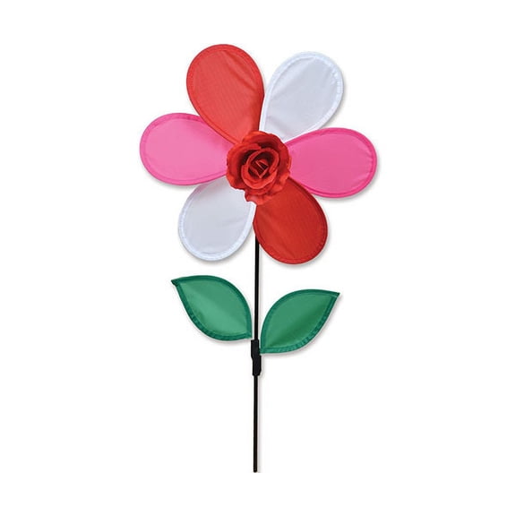 Premier Flower Spinner - Red Rose,  Colorful Garden Yard Outdoor Decor, 12 inches